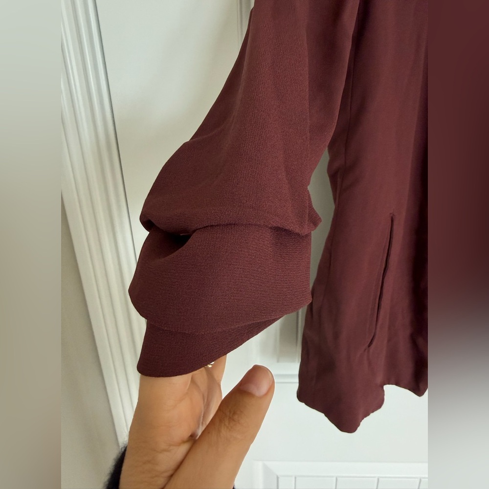 Aritzia Babaton Power Hip Open Front Blazer Burgundy Size 8 - Picture 4 of 11